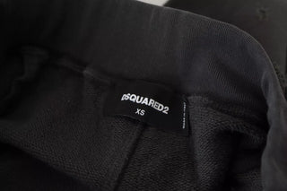 Shorts negros de algodón para hombre con cintura media, desgastados y corte entallado