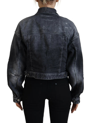 Chaqueta vaquera gris lavada de algodón corta