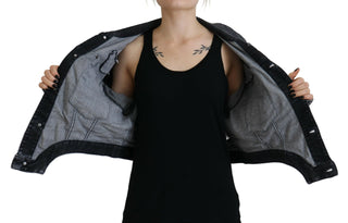 Chaqueta vaquera gris lavada de algodón corta