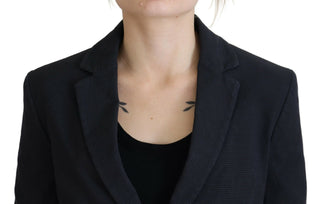 Blazer negro de algodón corto con botones