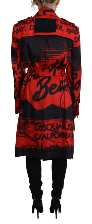Rot bedruckte Desigual Manteljacke mit Knopfkragen