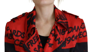 Rot bedruckte Desigual Manteljacke mit Knopfkragen