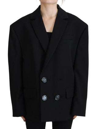 Abrigo blazer negro de doble botonadura