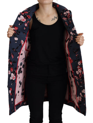 Chaqueta blazer larga para mujer multicolor con estampado