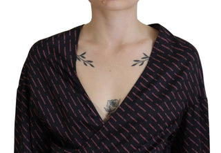 Schwarze bauchfreie Bluse aus Polyester mit Logoprint