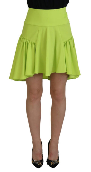 Grüner High Waist A-Linien Falten Minirock für Damen