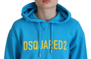 Blauer Logo-Print Baumwoll-Hoodie Sweatshirt