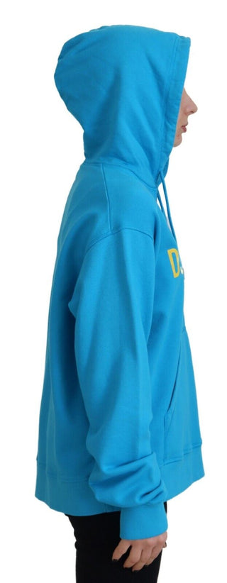 Blauer Logo-Print Baumwoll-Hoodie Sweatshirt