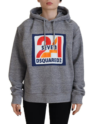 Grauer Hoodie aus Baumwolle mit Logo-Print