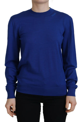 Blauer Freizeitpullover mit Rundhalsausschnitt und langen Ärmeln