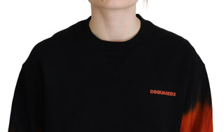 Schwarzer Tie-Dye-Pullover mit Logo-Print für Damen und langen Ärmeln