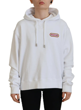 Weißer Logo-Patch Hoodie aus Baumwolle