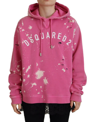Pinkfarbener Kapuzenpullover aus Baumwolle mit Logodruck