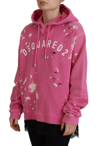 Pinkfarbener Kapuzenpullover aus Baumwolle mit Logodruck
