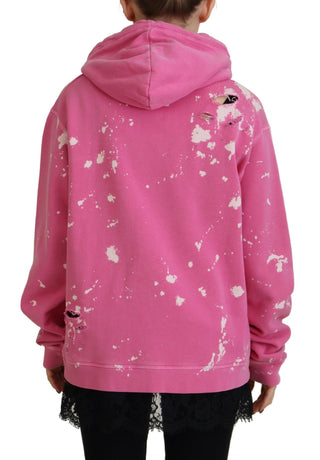 Pinkfarbener Kapuzenpullover aus Baumwolle mit Logodruck