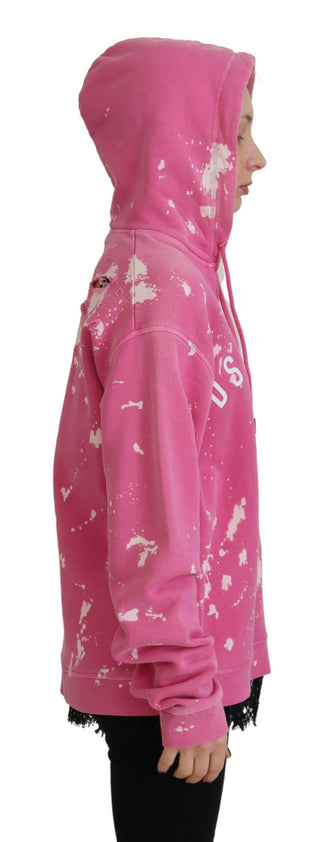 Pinkfarbener Kapuzenpullover aus Baumwolle mit Logodruck