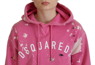 Pinkfarbener Kapuzenpullover aus Baumwolle mit Logodruck
