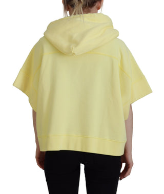 Gelber Kapuzenpullover mit Logo-Print aus Baumwolle