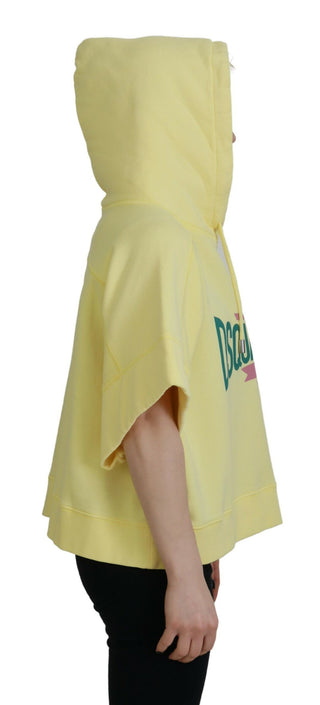 Gelber Kapuzenpullover mit Logo-Print aus Baumwolle
