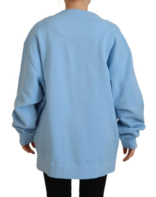 Cardigan azul de algodón tejido con botones