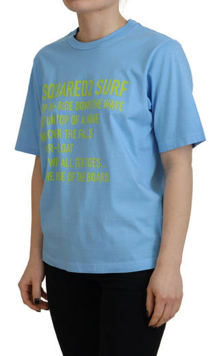 Blaues T-Shirt aus Baumwolle mit Logo-Print und Rundhalsausschnitt
