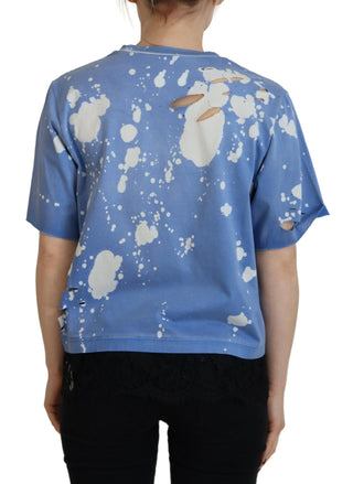 Blue Goth Gurl Print Schwarz Spitze Baumwoll T-Shirt