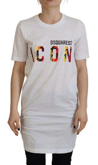 Weißes Baumwoll-T-Shirt mit ikonischem Logo-Print und Rundhalsausschnitt