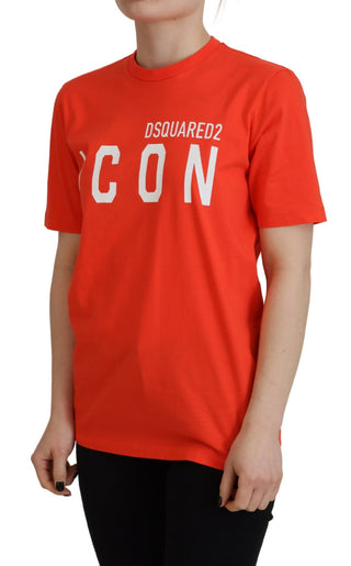 Orange Baumwolle Glänzend Icon East T-Shirt Rundhals-T-Shirt