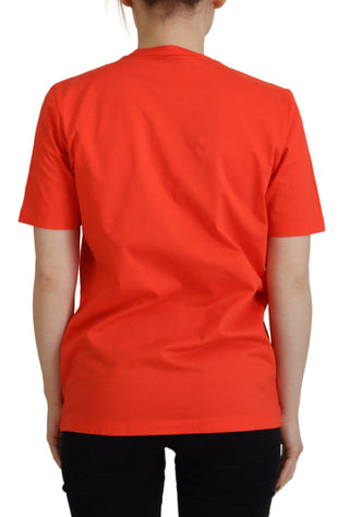 Orange Baumwolle Glänzend Icon East T-Shirt Rundhals-T-Shirt