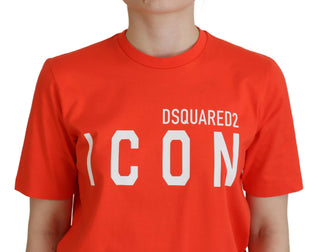 Orange Baumwolle Glänzend Icon East T-Shirt Rundhals-T-Shirt