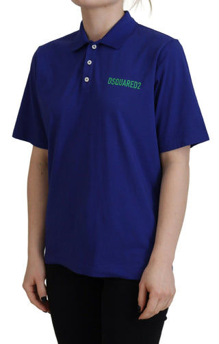 Blaues Polo-T-Shirt mit kurzen Ärmeln und Kragen