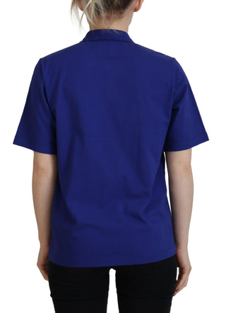 Blaues Polo-T-Shirt mit kurzen Ärmeln und Kragen