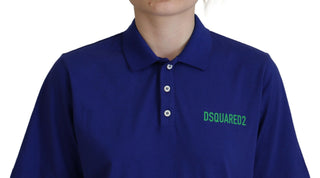 Blaues Polo-T-Shirt mit kurzen Ärmeln und Kragen