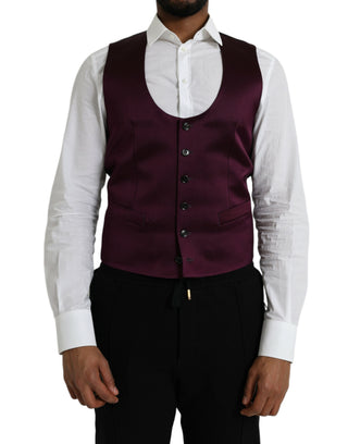 Bordeauxrotes Satin-Seiden-Westenkleid Formelle Weste