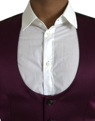 Bordeauxrotes Satin-Seiden-Westenkleid Formelle Weste