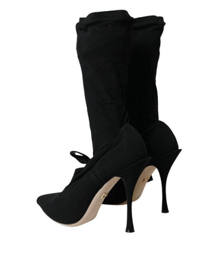 Schwarze Stiletto-Absatzstiefel Wadenhoch