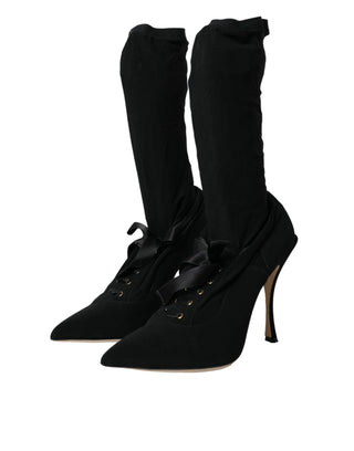 Schwarze Stiletto-Absatzstiefel Wadenhoch