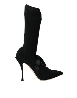 Schwarze Stiletto-Absatzstiefel Wadenhoch