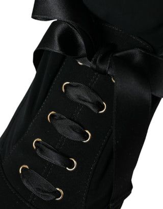 Schwarze Stiletto-Absatzstiefel Wadenhoch