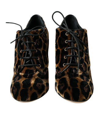 Braune Leopardenhaar Schnürstiefeletten