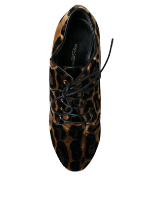 Braune Leopardenhaar Schnürstiefeletten