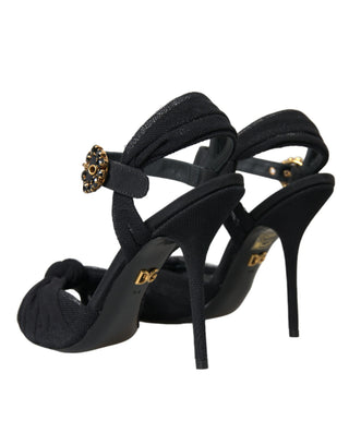 Schwarze High Heels aus Wildleder mit Verzierungen