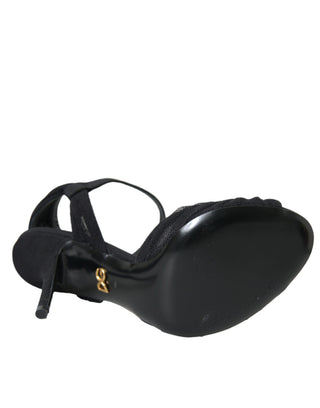 Schwarze High Heels aus Wildleder mit Verzierungen