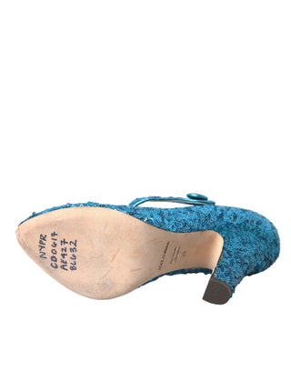 Zapatos Mary Jane de tacón alto con lentejuelas azules