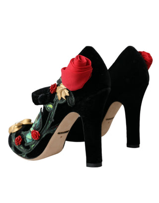 Schwarze Rosen Kristallbrosche Mary Jane Schuhe
