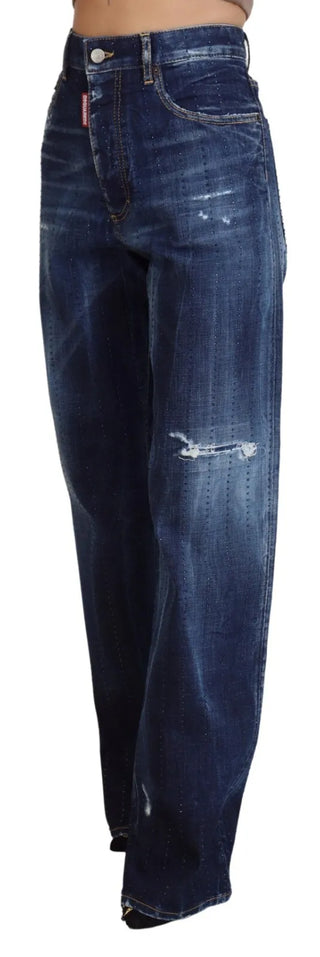 Blaue High Waist Straight Denim Jeans San Diego