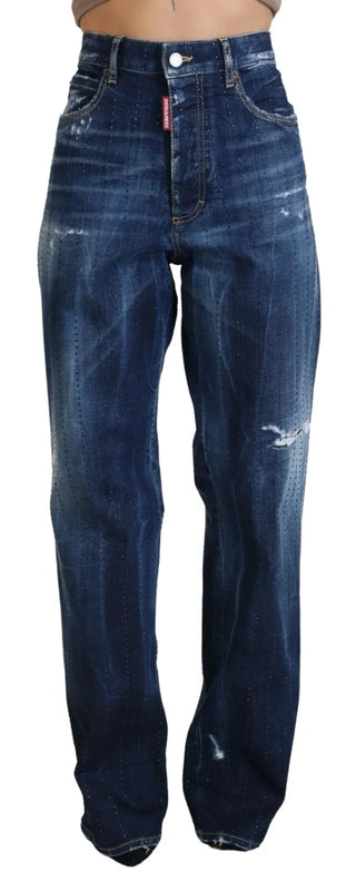 Blaue High Waist Straight Denim Jeans San Diego