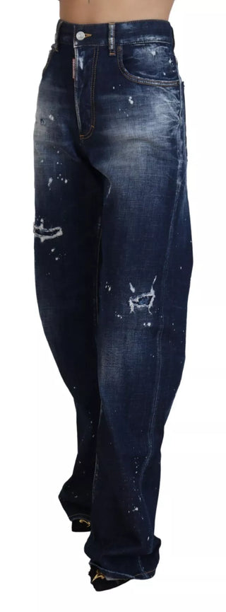 Blaue High-Waist Tattered Jeans San Diego
