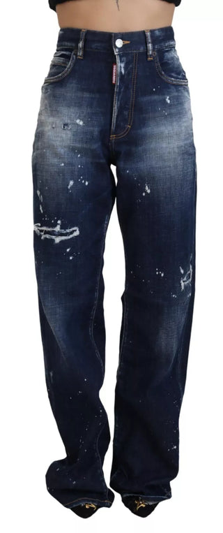 Blaue High-Waist Tattered Jeans San Diego
