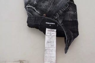 Schwarzer karierter High-Waist A-Linien Jeans-Minirock